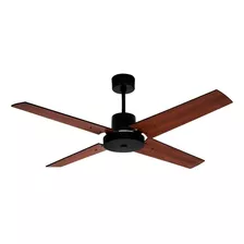 Ventilador De Techo Protalia 3019 Negro Con 4 Palas Color Nogal Y Negro Natural De Madera, 120 cm De Diámetro 220 v