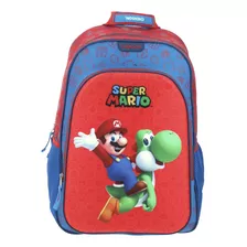 Mochila Escolar Grande Chenson Mario Bros Con Yoshi Mb65645-r Capri Color Rojo