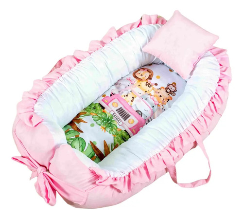 Ninho Redutor Berço Sublimado Safari Rosa Menina