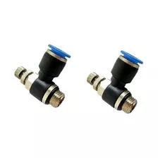 2 Reguladoras De Fluxo Pneumáticas Tubo Ø6mm X Rosca 1/8 Bsp