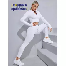 Shein Conjunto Deportivo Rapera Media Con Cremallera Tejido