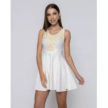 Vestido Miss Misses Com Bordado Offwhite - P