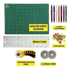 Kit Base Para Corte Patchwork Regua 60 Cortador Tecido 45mm Cor Base Verde