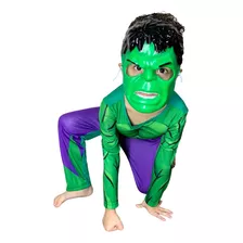 Roupa Fantasia Infantil Longa Hulk Com Enchimento C/ Máscara