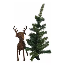 Combo Mini Arbol De Navidad Artificial 60 Cm+ Reno Paja 40cm