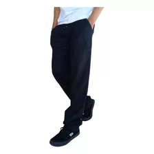 Calça Masculina Brim Reta Larga Casual Estilo Retrô Skate