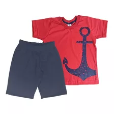 Kit 10 Peças Roupa Infantil Menino C/ 5 Bermuda+ 5 Camisetas