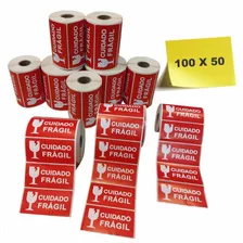  Etiqueta Adesiva Frágil 100x50mm C/1000 Cor Vermelho