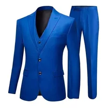 Terno Slim Masculino Azul Royal+colete Kit 10 Atacado