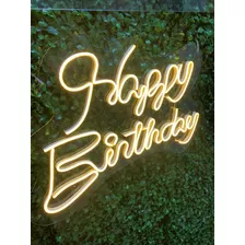 Letreiro Led Neon Happy Birthday 45x35cm - Bivolt