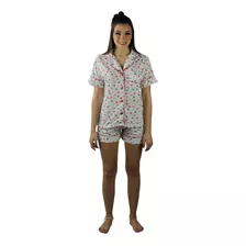 Pijama Feminino Curto Americano Blogueira Aberto Com Botões 