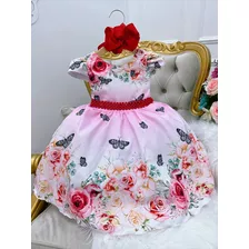 Vestido Floral Festa Infantil Jardim Encantado Luxo