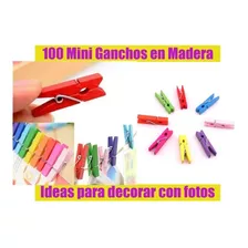 100 Mini Ganchos De Madera Pinzas Decoración Fotos Pcs