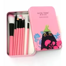 Set 7 Brochas De Maquillaje Con Estuche Pinceles Suaves