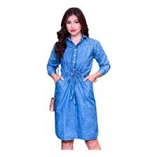 Vestido Feminino Jeans Manga Longa.( Ref. 187c)