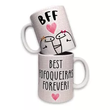 Caneca Flork Meme Best Fofoqueiras Forever Porcelana 325ml