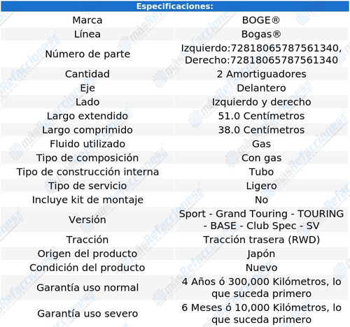 Par Amortiguadores Gas Del Mx-5 Miata L4 2.0l 06 Al 08 Boge Foto 2