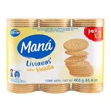 Pack Galletas Arcor Maná Vainilla 3 Un De 408 G