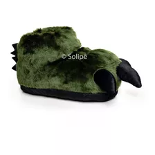 Pantufa Dinossouro T-rex Verde Com Garras Izolamento Térmico