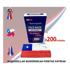 Mascarilla De Chile Desechable 200 Unidades Bandera Chilena 