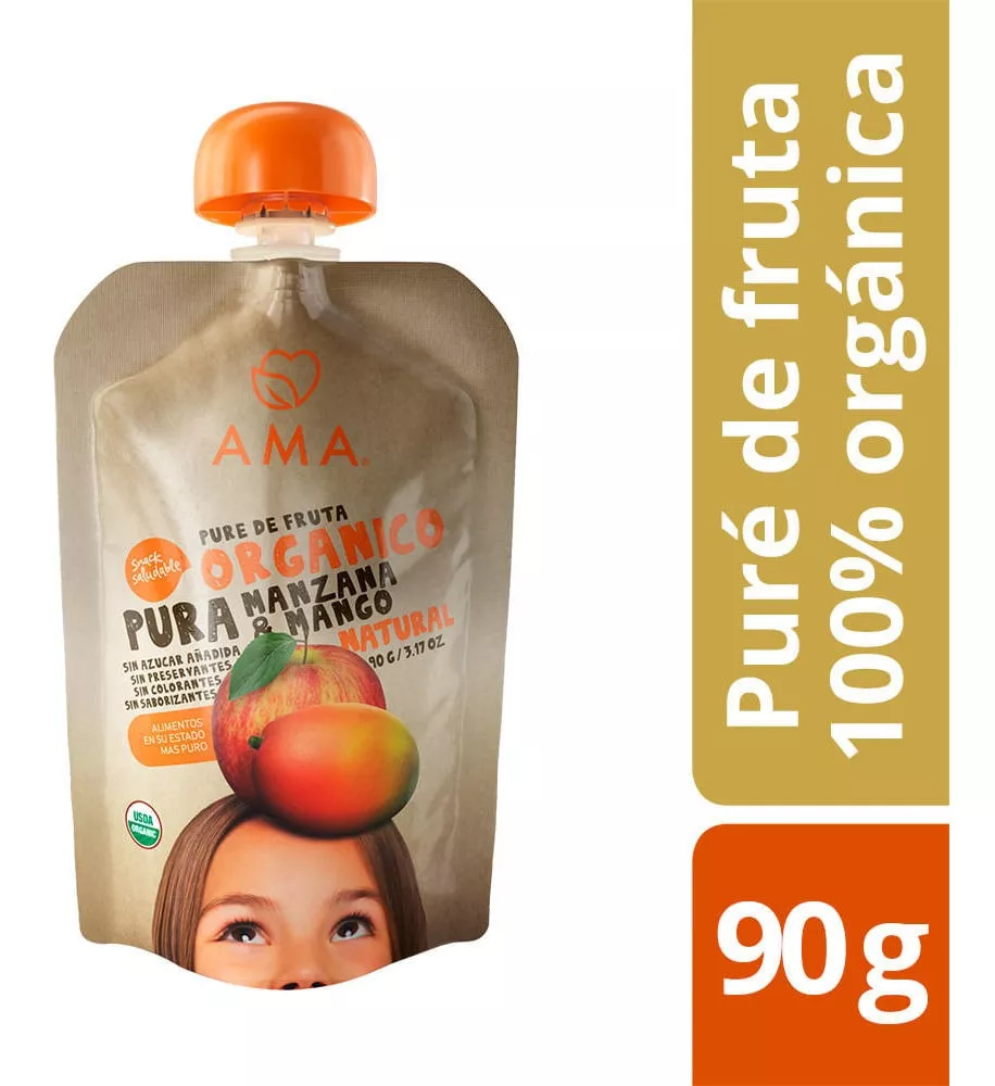 Puré De Frutas Orgánico Ama Mango Squeeze 90 G