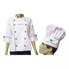 Kit Doma Feminina E Chapéu Gastronomia Chef Personalizado