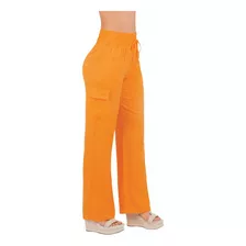 Pantalón Casual Dama Cintura Elástica Naranja 903-40