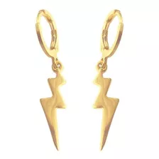 Brinco Feminino Banhado A Ouro 18k De Argola Com Raio