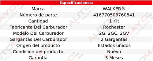 Kit De Carburador Walker Del Ray Chevrolet V8 4.6l 1958 Foto 2