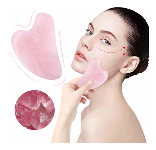 Piedra Jade Guasha Para Masaje Facial Cuarso Rosa