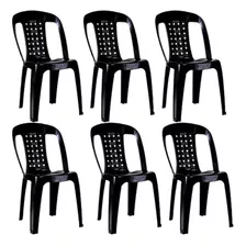 6 Cadeiras Plástica Preta Bistrô Resistente 154kg Resistente Cor Da Estrutura Da Cadeira Preto Cor Do Assento Preto
