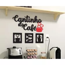 Aplique Cantinho Do Café Mdf Alto Relevo 4 Peças 30cm