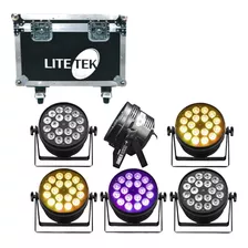 Rack C/6pzas Par 18 Leds X 10 Rgba Amber 18 X 10 Lite Tek