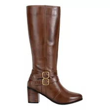 Bota Montaria Feminina Cano Longo Salto Alto Couro 4country