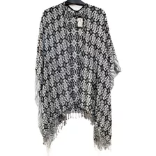 Poncho Oasis Tejido Delgado Hilo Viscosa Flecos