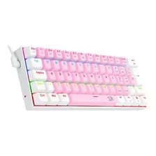 Teclado Mecânico Redragon Lakshmi Rosa E Branco Rgb Blue