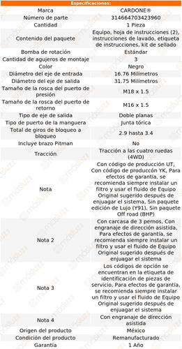 (1) Caja Direccin Hidrulica Gmc Yukon 4wd 01/06 Reman Foto 4