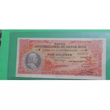 Billete 2 Colones Caja De Conversión Costa Rica 1937.