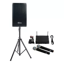 Caixa Ativa Wls Z10 300w Rms Bt + 2 Mic S/ Fio + Tripé