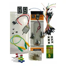 Kit Electronico Caja Protoboard Jumpers Pila Y Más 