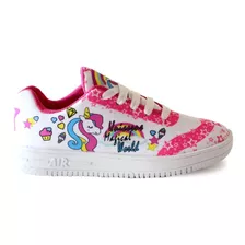 Zapatillas Niñas Unicornio Nena Liviana Cordones Talle 21/26