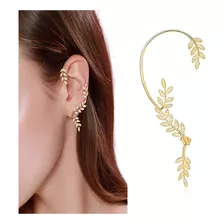 Brinco Strass Folha Ear Cuff Fashion Elegante Ouro C/furo