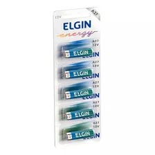 05 Pilhas Baterias Elgin 27a 12v A27 Alcalina 1 Cartela