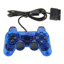 Controle Ps2 Com Fio Duplo Shock 2 Azul 