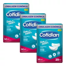 Kit Fralda Adulto E Geriatrica Cotidian Bem Estar M 60 Uni