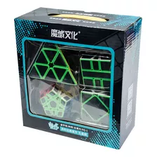 Set 4 Cubos Mágico Pack Carbono Pyraminx Megaminx Skewb Sq-1