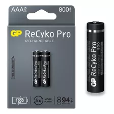 02 Pilhas Palito Aaa 800mah Recyko Recarregável Gp 1 Cartela