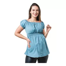 Blusa Maternidad Mezclilla Y Embarazo Strapless - 185