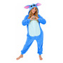 Pijama Macacão Kigurumi Stitch Feminino Adulto Plush Zíper