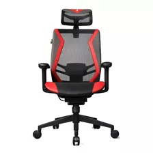 Cadeira De Escritório Dt3 Spider Preta E Vermelha Com Estofado De Couro Sintético Y Mesh